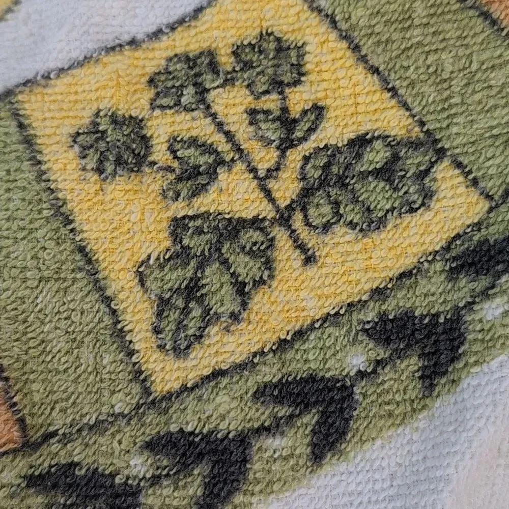 vintage 70s Terry cloth round‎ tablecloth herbs mushroom tablecloth boho